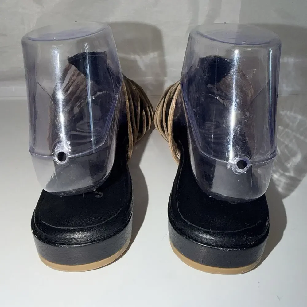 Free People Black Leather Strappy Slide Sandals – EU 40 US 9-9.5 JB2